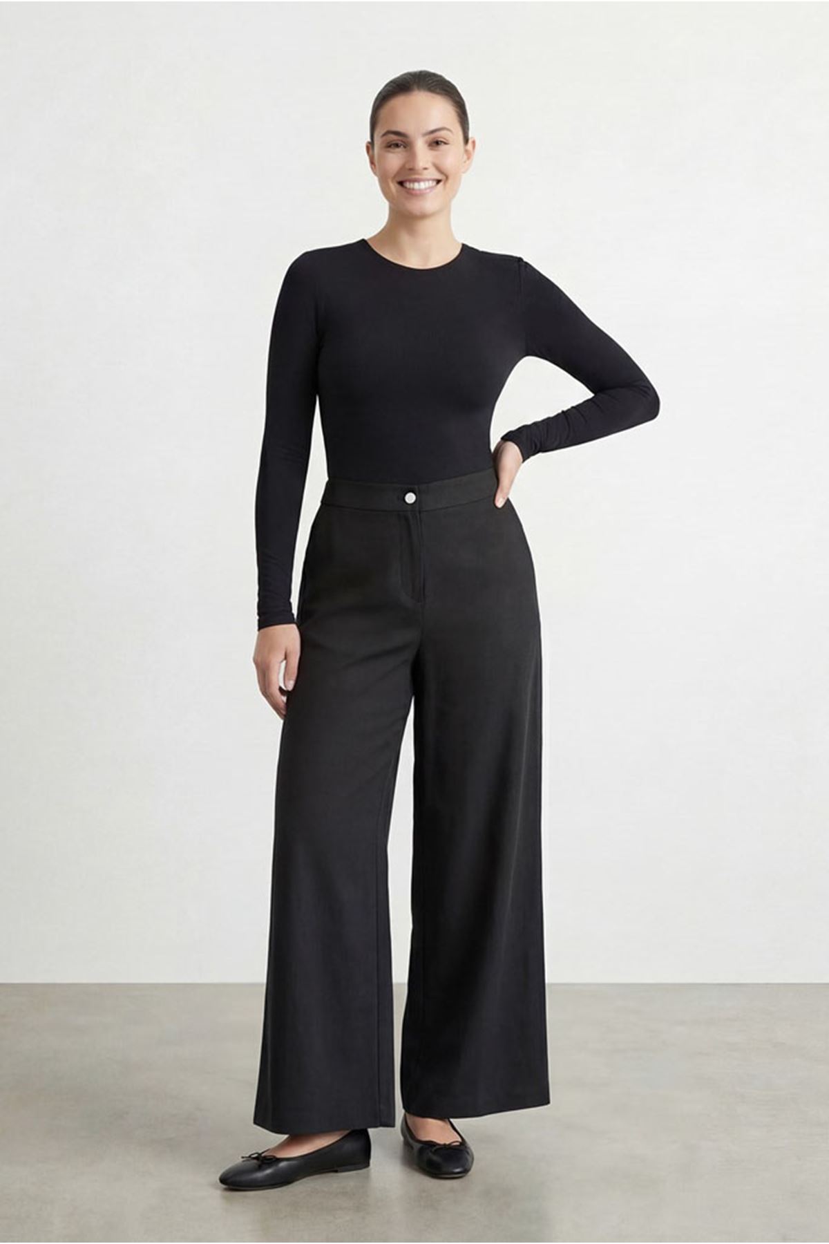 26Y7306 - SİYAH - BÜYÜK BEDEN BOL PAÇA PANTOLON 