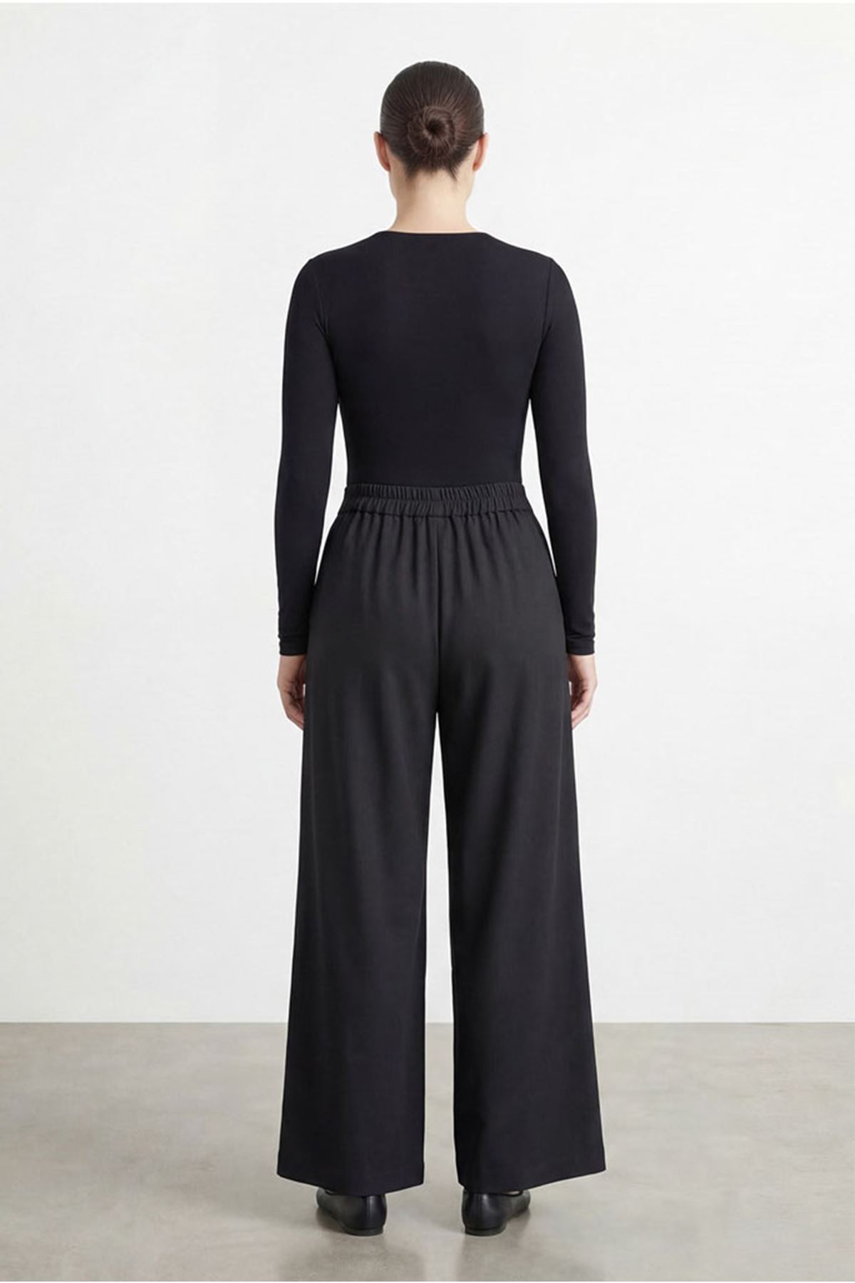 26Y7306 - SİYAH - BÜYÜK BEDEN BOL PAÇA PANTOLON 