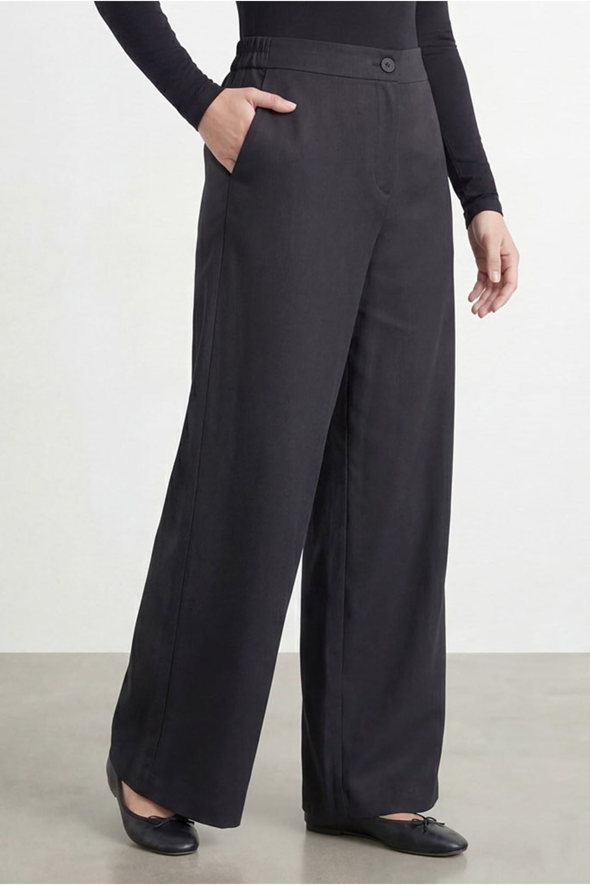 26Y7306 - SİYAH - BÜYÜK BEDEN BOL PAÇA PANTOLON 