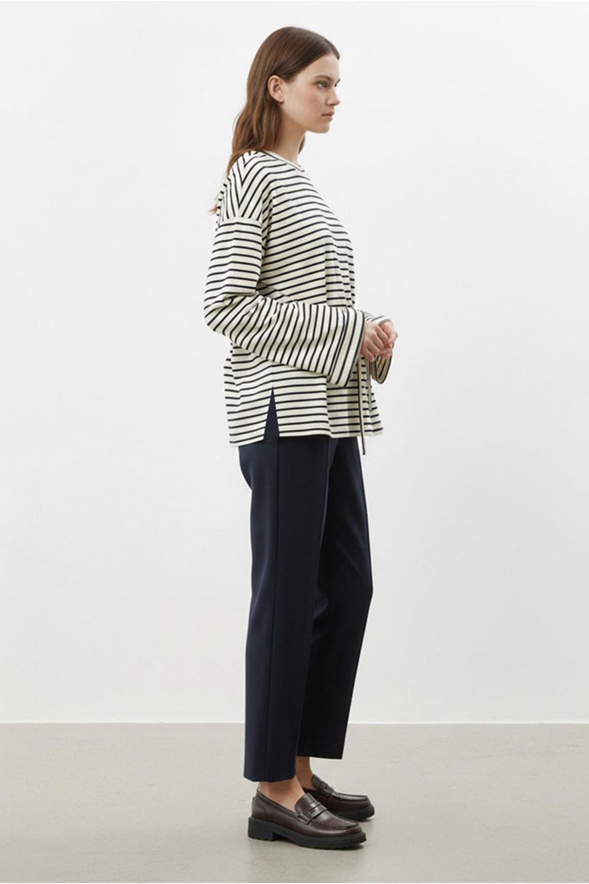 26Y6560 - LACİVERT -  ÇİZGİLİ BASİC TUNİK