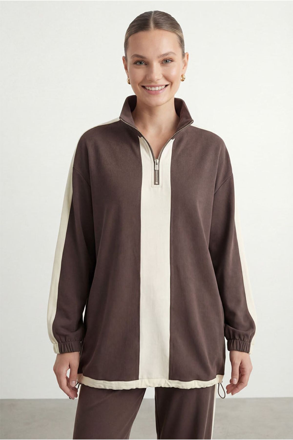 26Y6606 - KAHVE - RENK KOMBİNLİ TAKIM