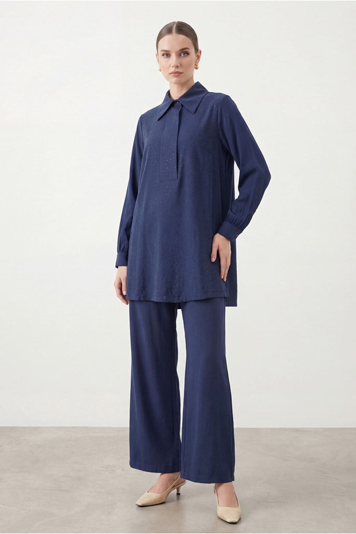 26Y6612 - LACİVERT - SERPME TAŞLI TAKIM 