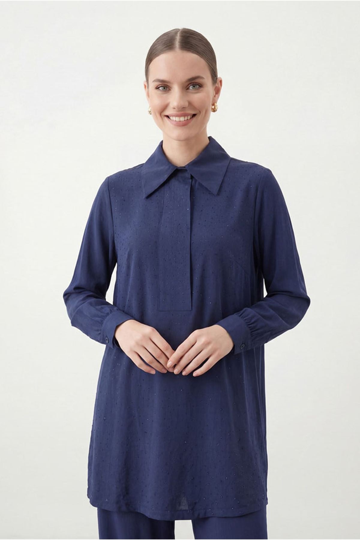 26Y6612 - LACİVERT - SERPME TAŞLI TAKIM 