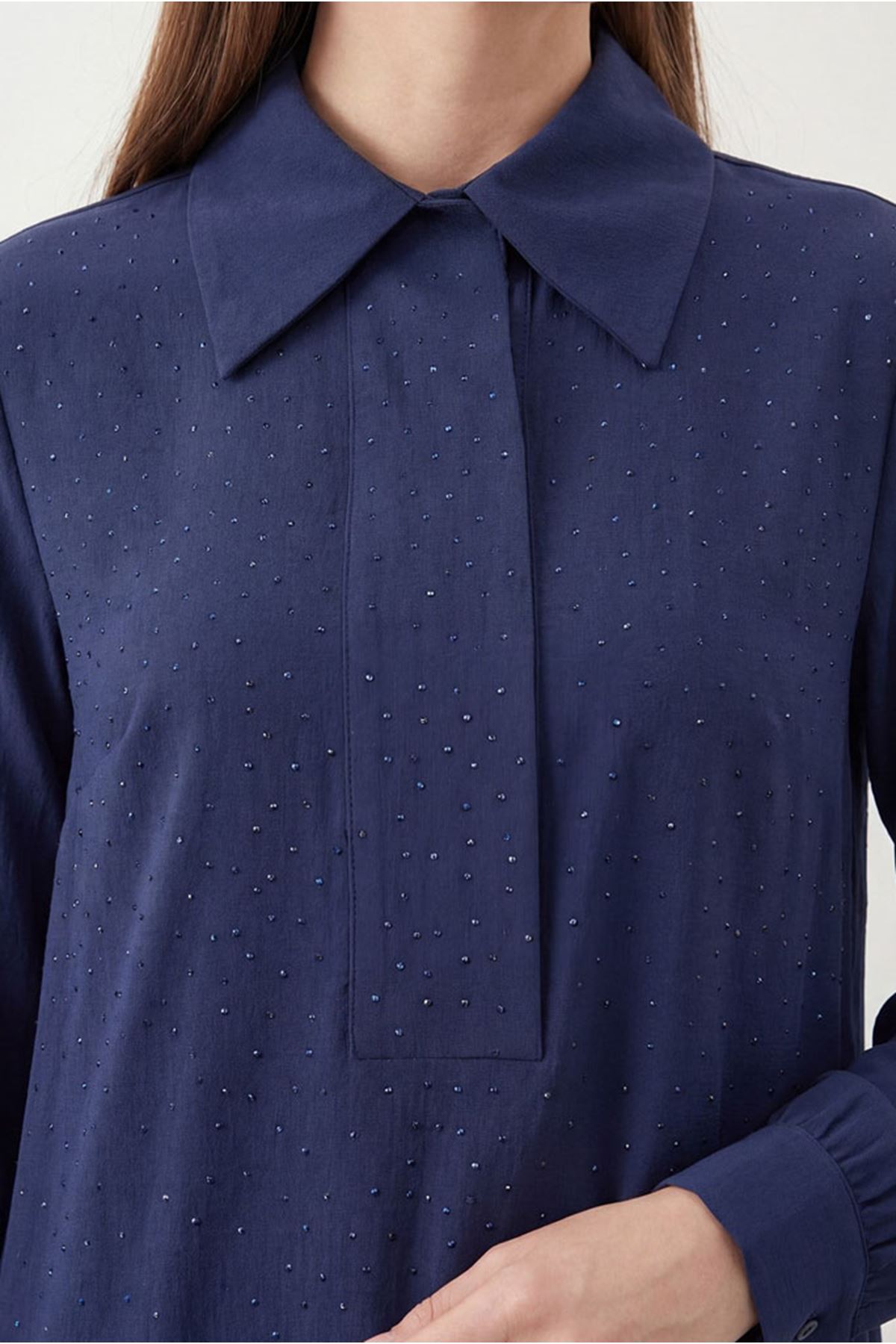 26Y6612 - LACİVERT - SERPME TAŞLI TAKIM 