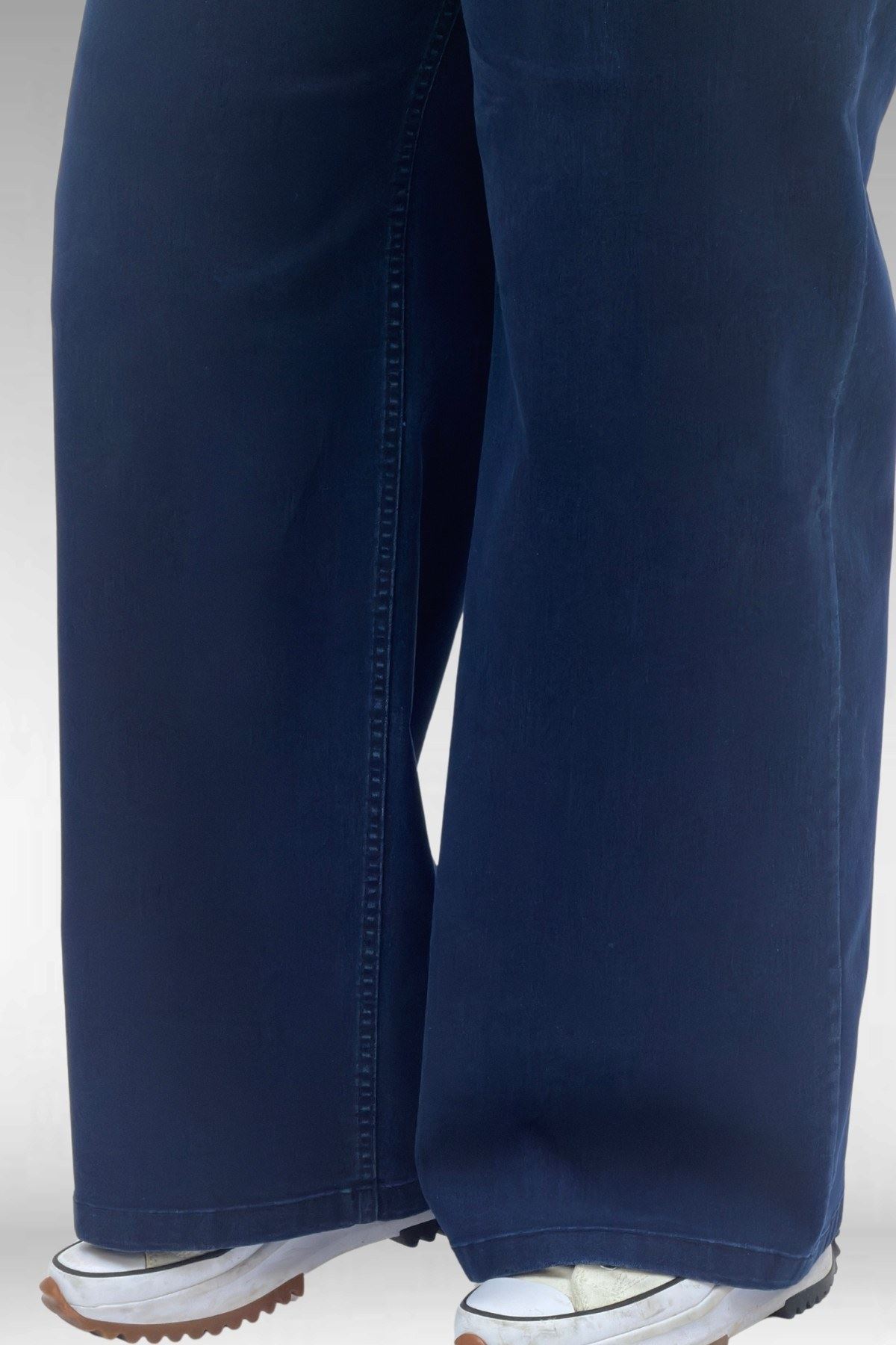 9182-9 Büyük Beden Beli Lastikli Bolpaça Kot Pantolon - Lacivert