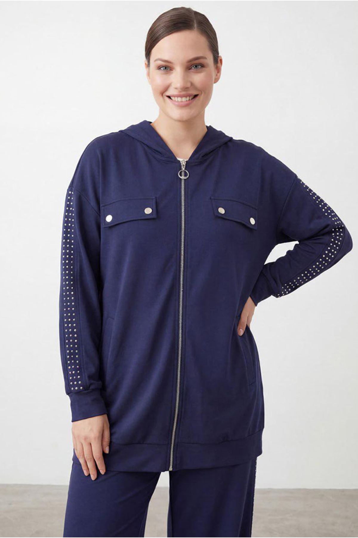 26Y6614 - LACİVERT - BÜYÜK BEDEN ZIMBA TAŞLI TAKIM