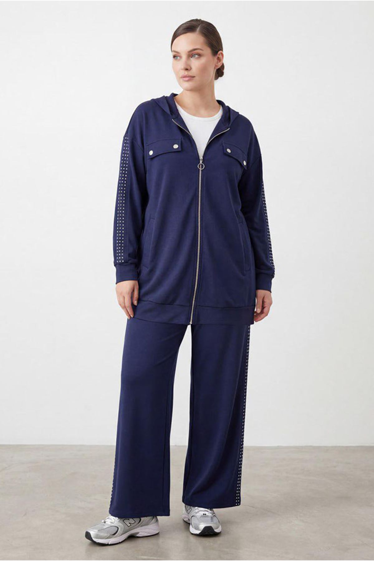 26Y6614 - LACİVERT - BÜYÜK BEDEN ZIMBA TAŞLI TAKIM