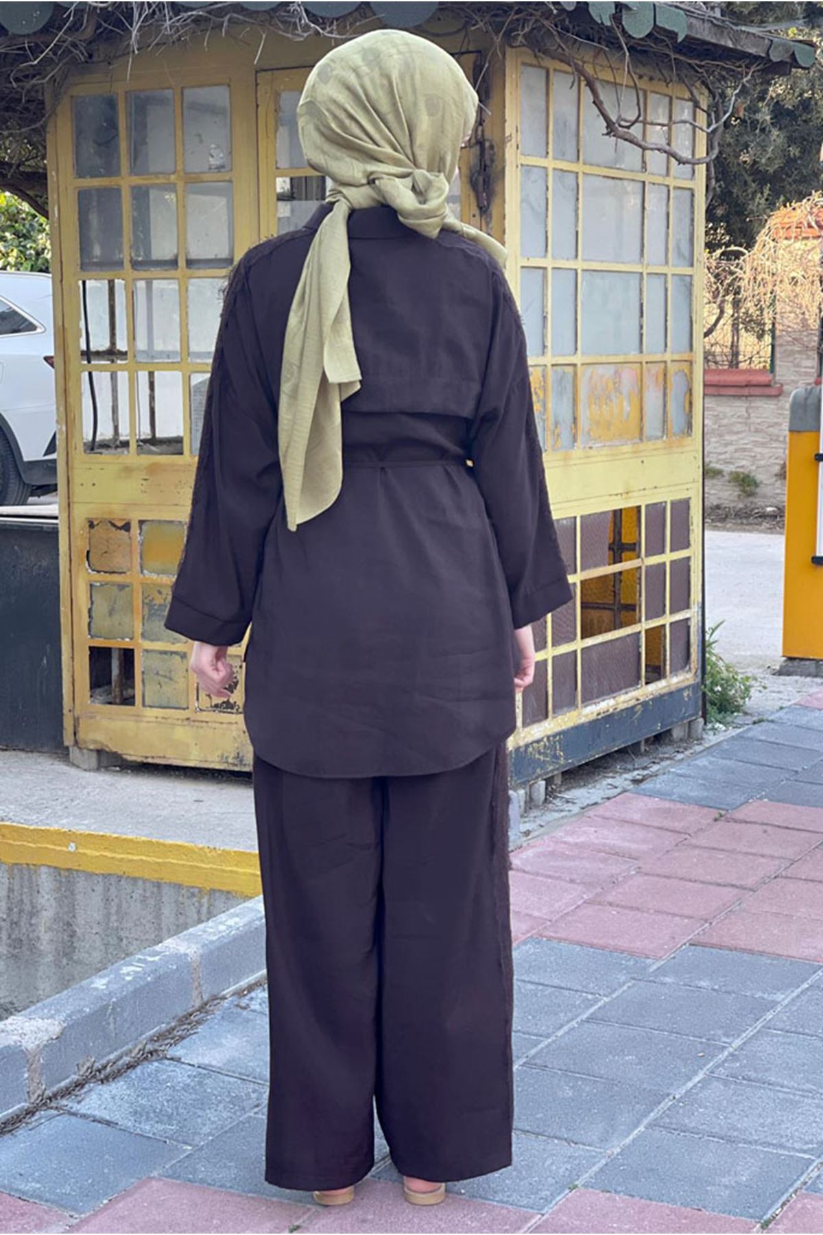 26Y6608 - KAHVE - DANTEL ŞERİTLİ TAKIM