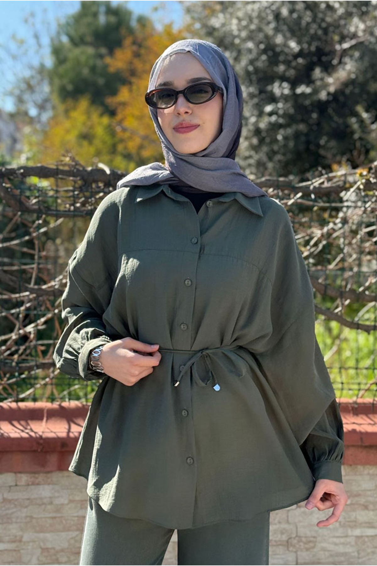 26Y6575 - HAKİ -  LYOCEL GÖMLEK