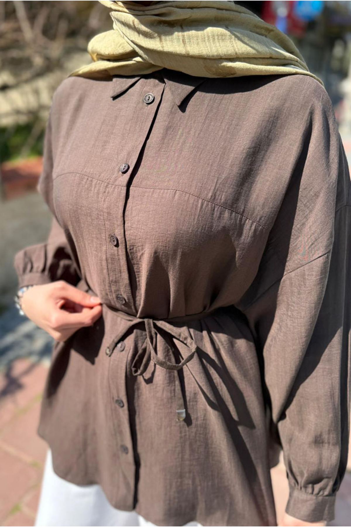 26Y6575 - KAHVE -  LYOCEL GÖMLEK