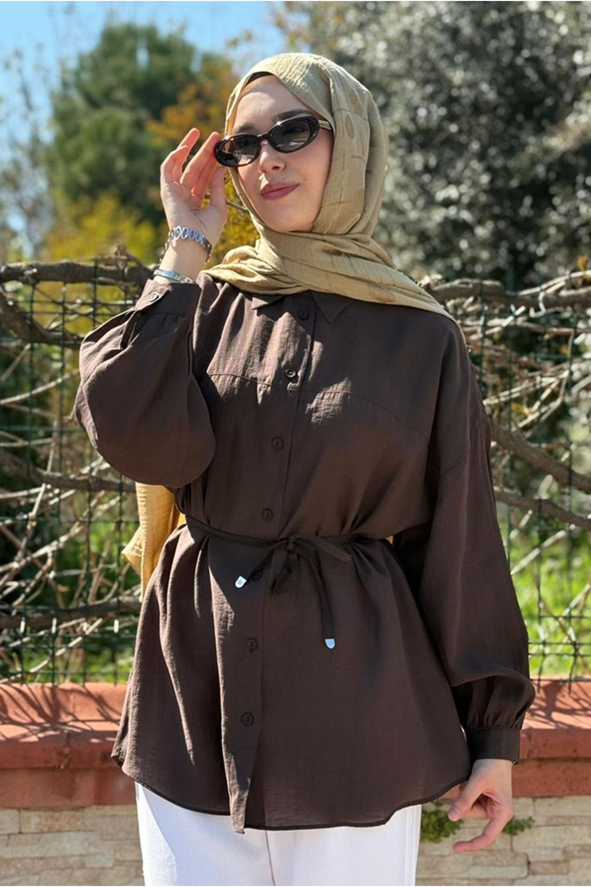 26Y6575 - KAHVE -  LYOCEL GÖMLEK