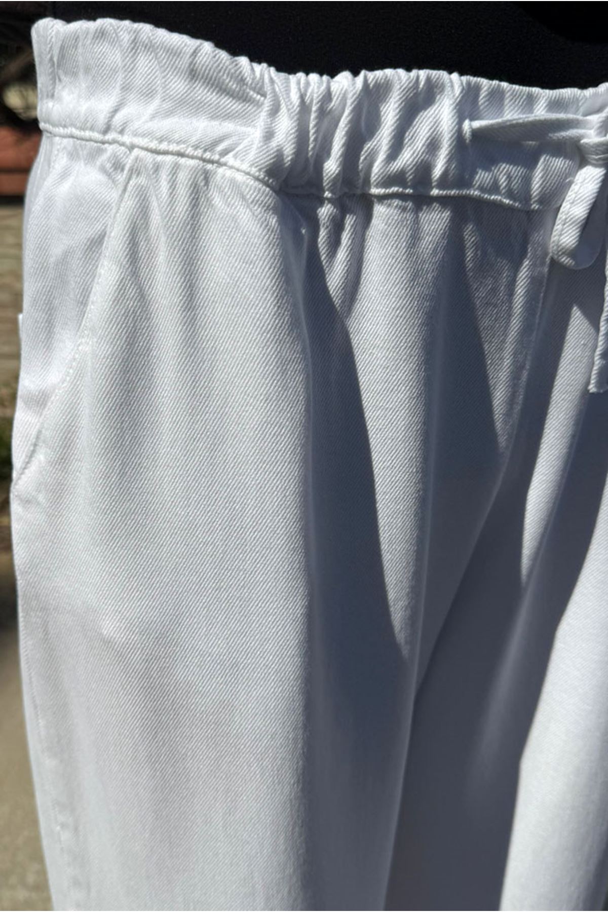 26Y7318 - BEYAZ - TENCEL BOL PAÇA PANTOLON
