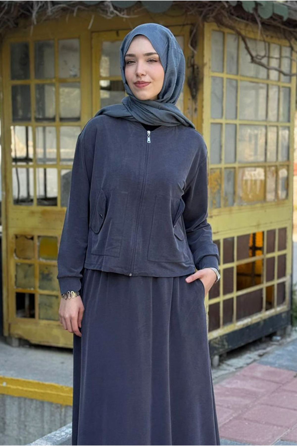 26Y6622 - LACİVERT - CEPLİ ETEKLİ TAKIM