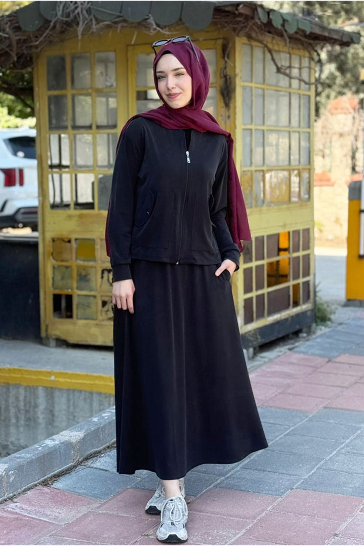 26Y6622 - SİYAH - CEPLİ ETEKLİ TAKIM 