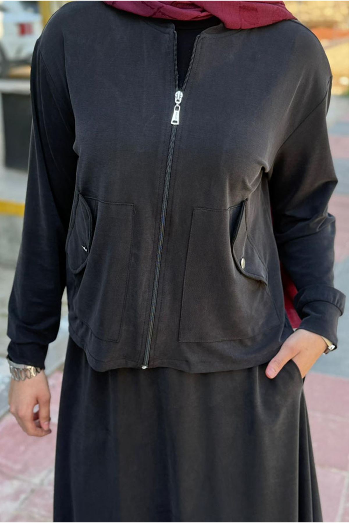 26Y6622 - SİYAH - CEPLİ ETEKLİ TAKIM 