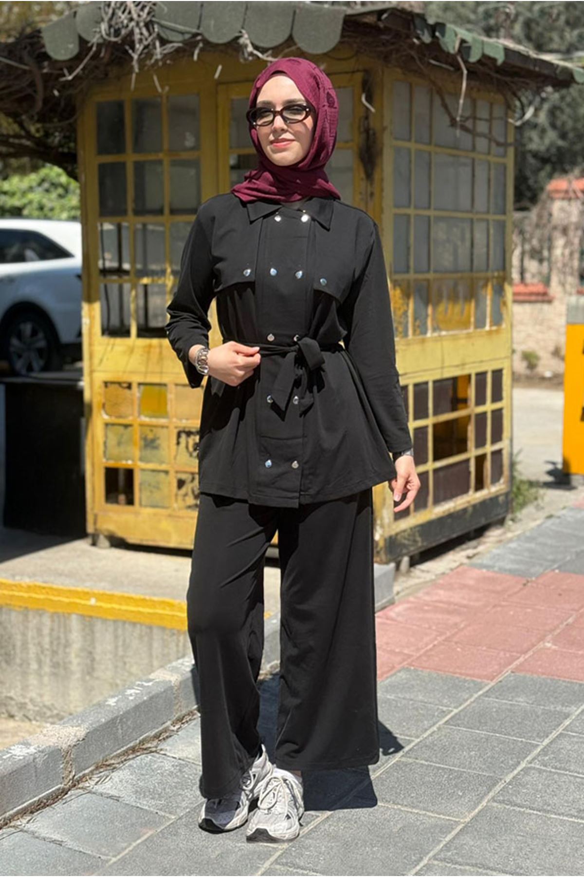 26Y6618 - SİYAH - ÇITÇITLI İKİLİ TAKIM 