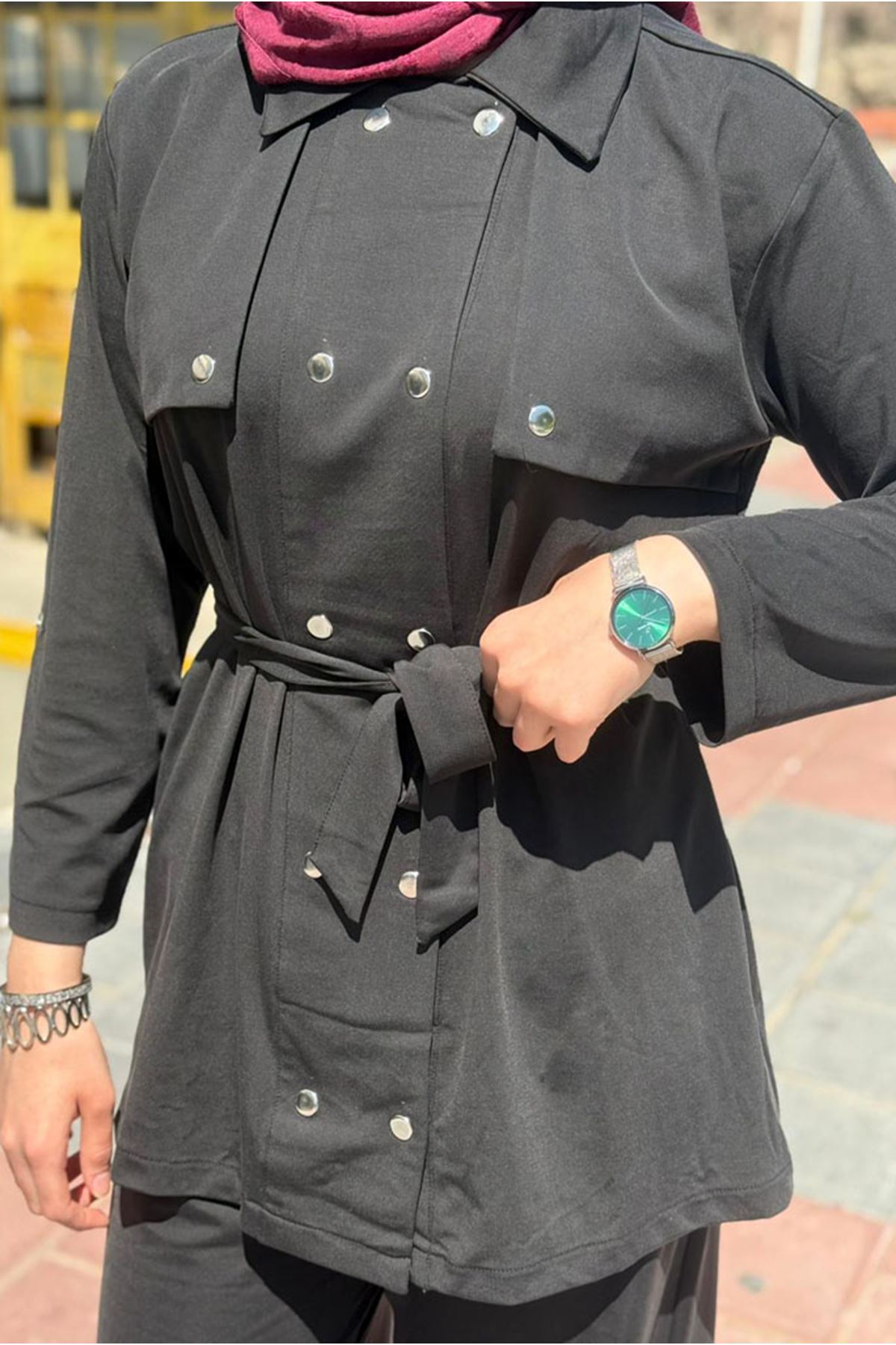 26Y6618 - SİYAH - ÇITÇITLI İKİLİ TAKIM 