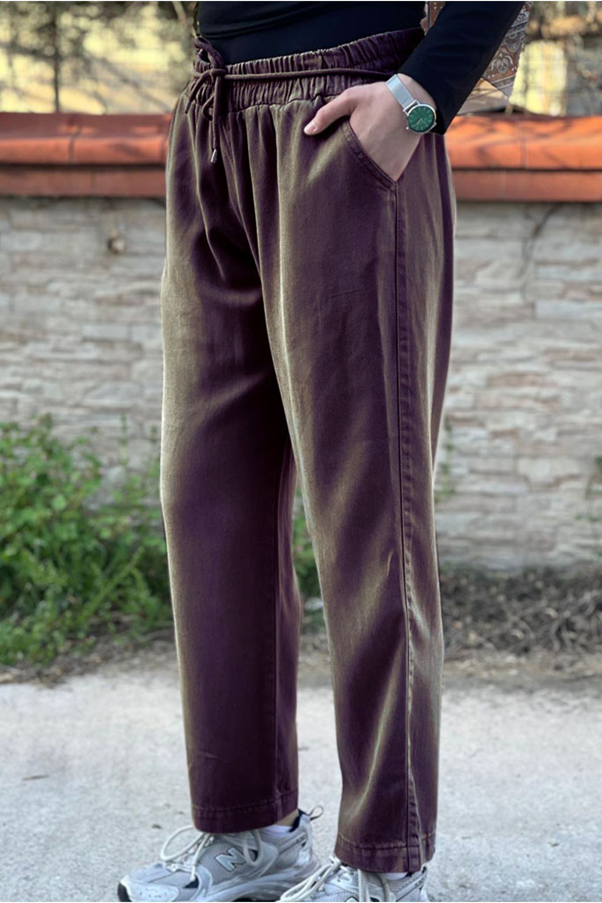 26Y7308 - KAHVE - TENCEL İPLİ PANTOLON