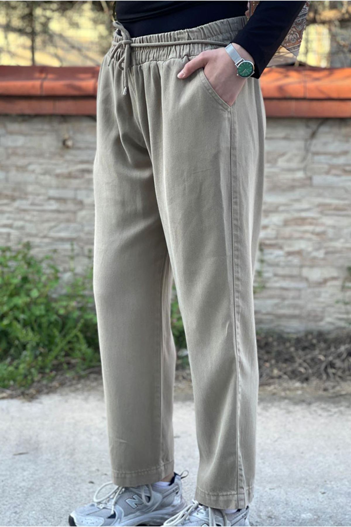 26Y7308 - VİZON - TENCEL İPLİ PANTOLON 