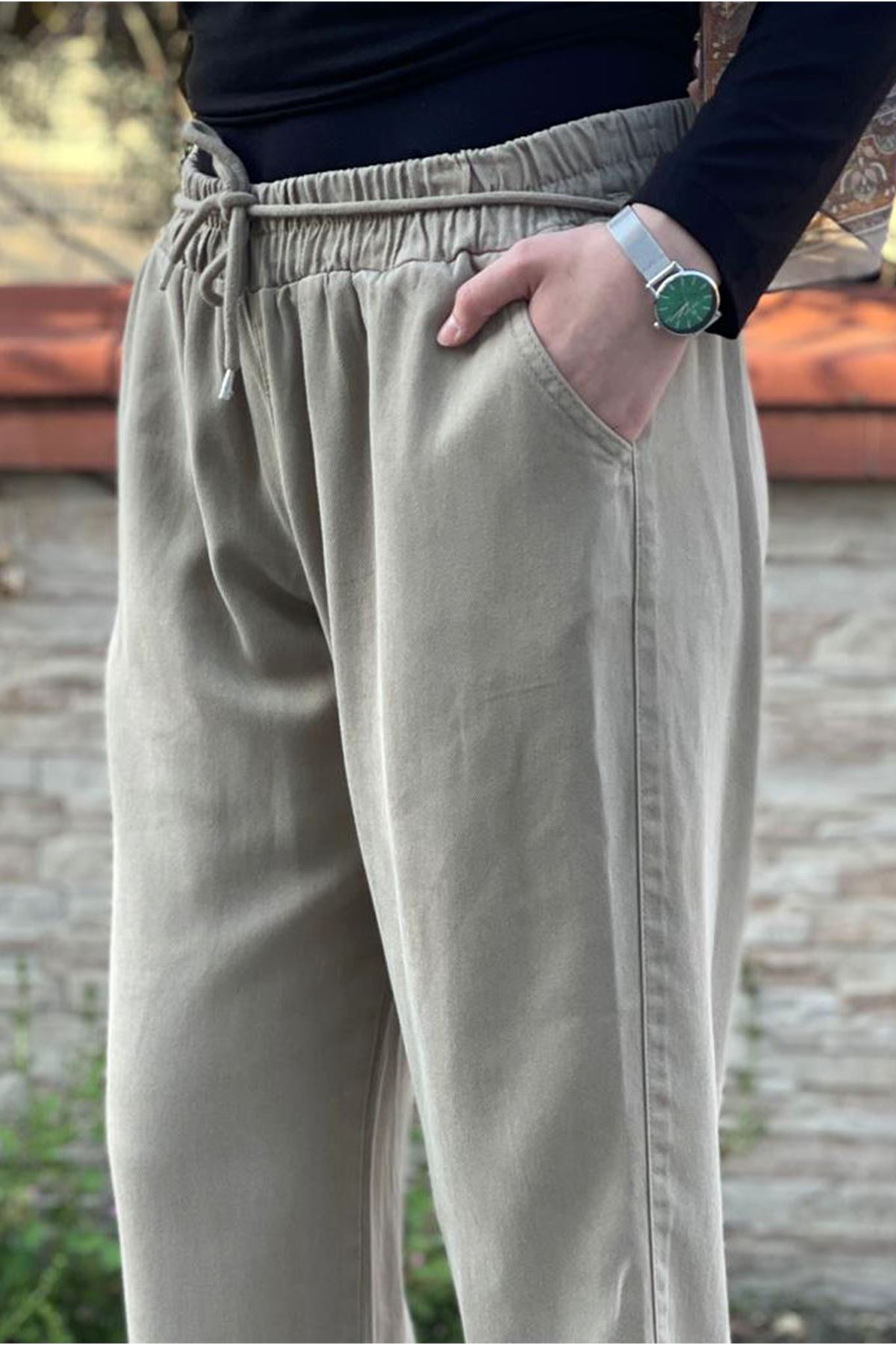 26Y7308 - VİZON - TENCEL İPLİ PANTOLON 