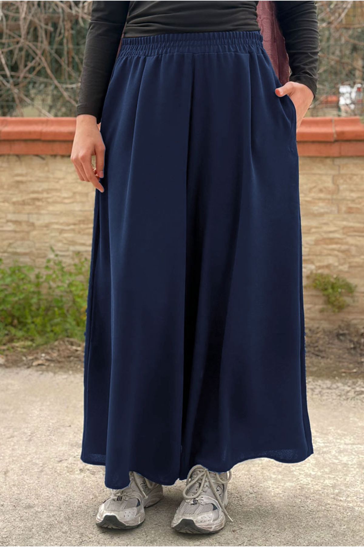 26Y7380 - LACİVERT - KREP ETEK PANTOLON