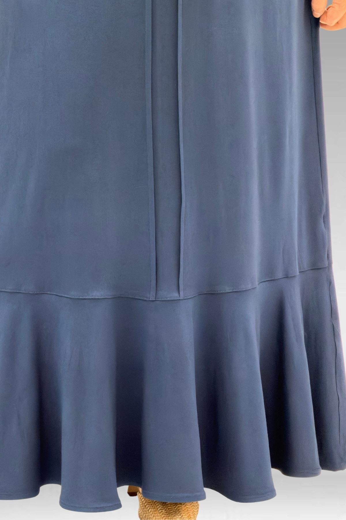 62006 Büyük Beden Önü Çıma Detaylı Penye Elbise - Petrol