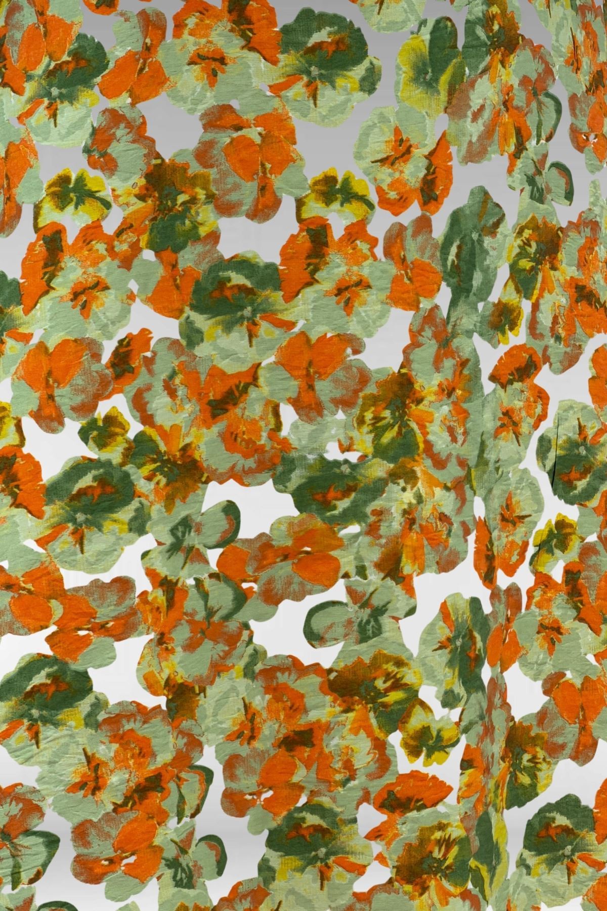 62007 Büyük Beden Kolu Lastikli Elbise - Çiçek Desen Yeşil