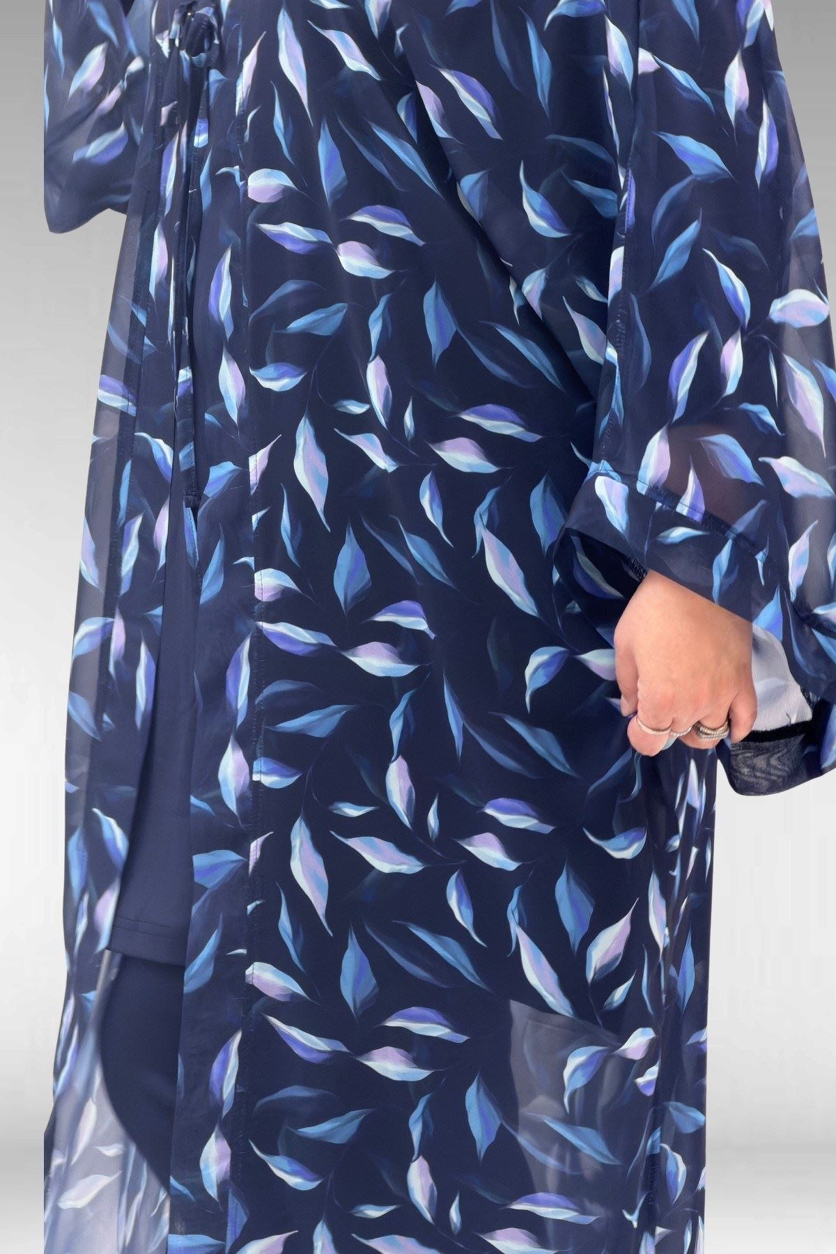 1735 Büyük Beden Garni Detaylı Pareo - Laci Yaprak Desenli-Laci