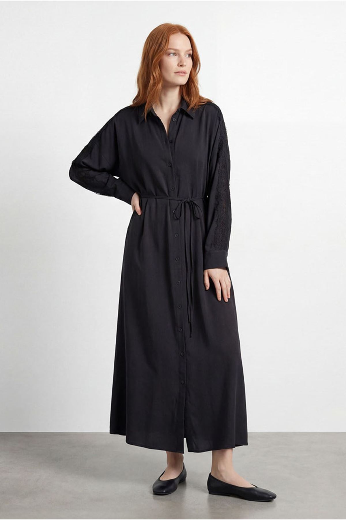 26Y7438 - SİYAH - DANTELLİ ELBİSE 