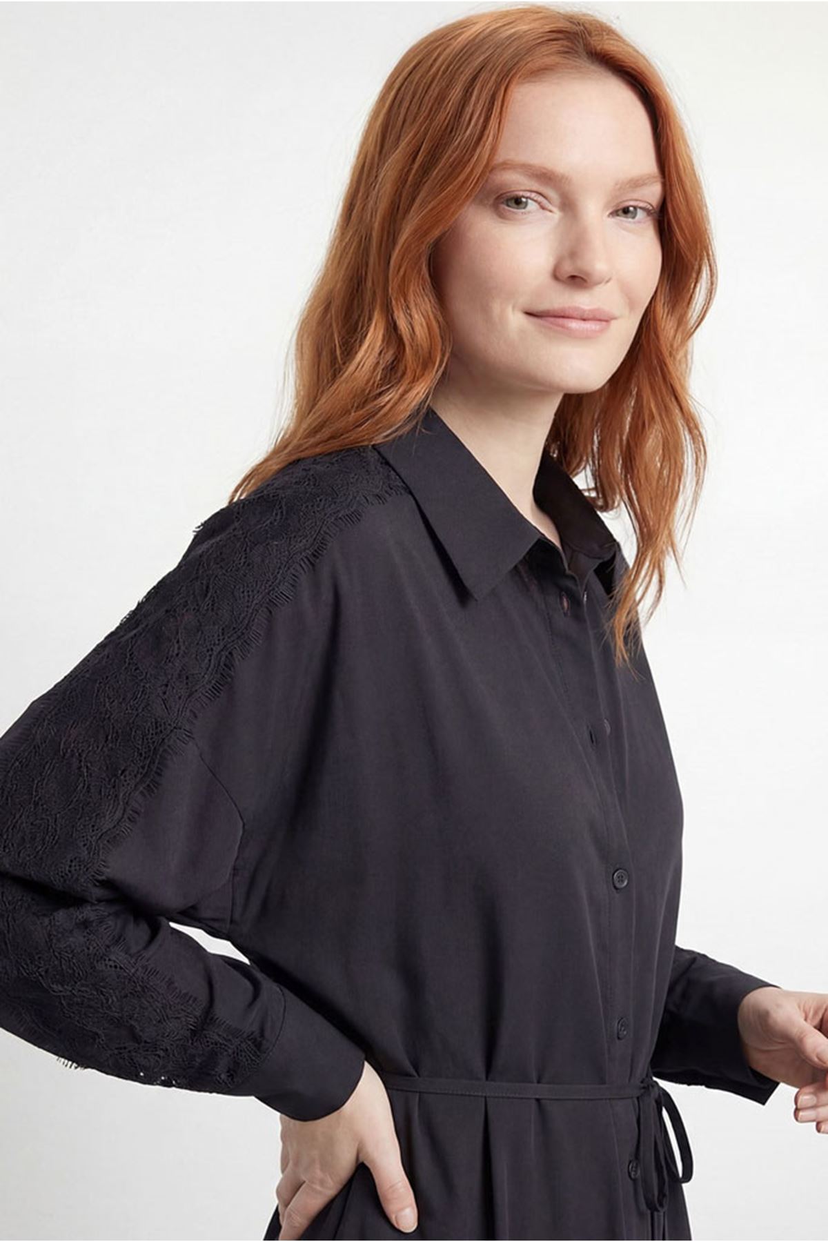 26Y7438 - SİYAH - DANTELLİ ELBİSE 