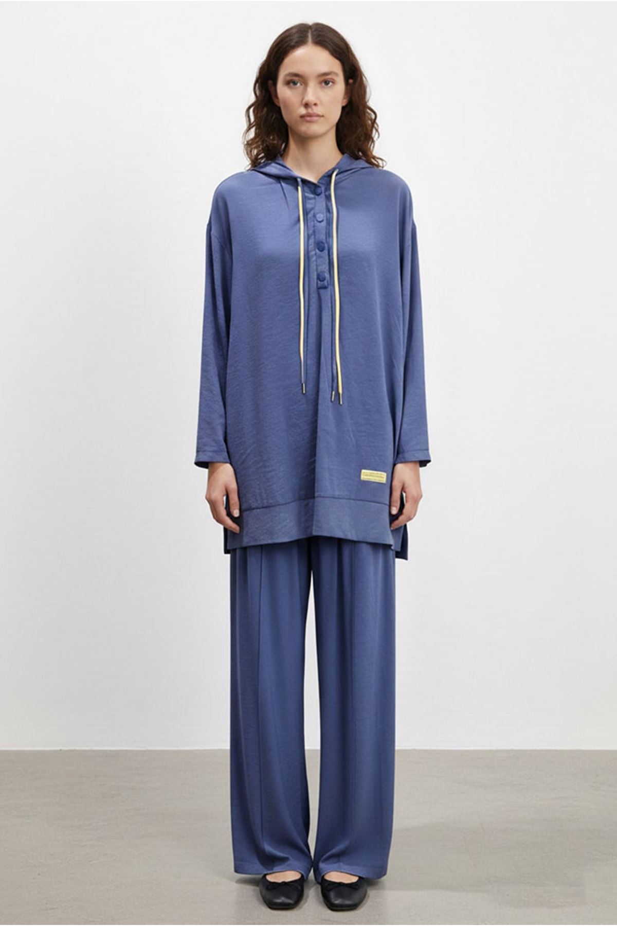 26Y6644 - İNDİGO - KAPÜŞONLU FERMUARLI TAKIM