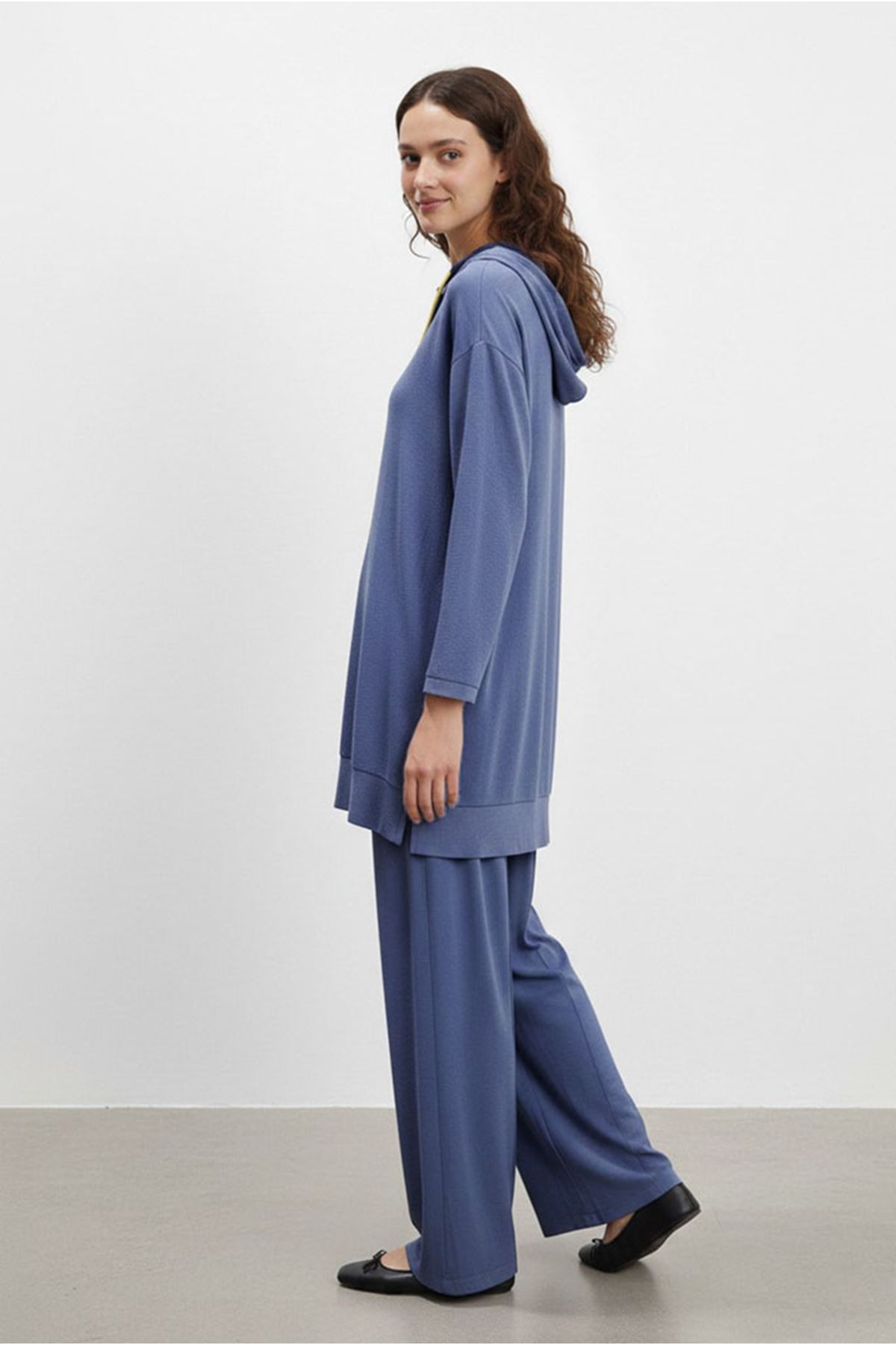26Y6644 - İNDİGO - KAPÜŞONLU FERMUARLI TAKIM