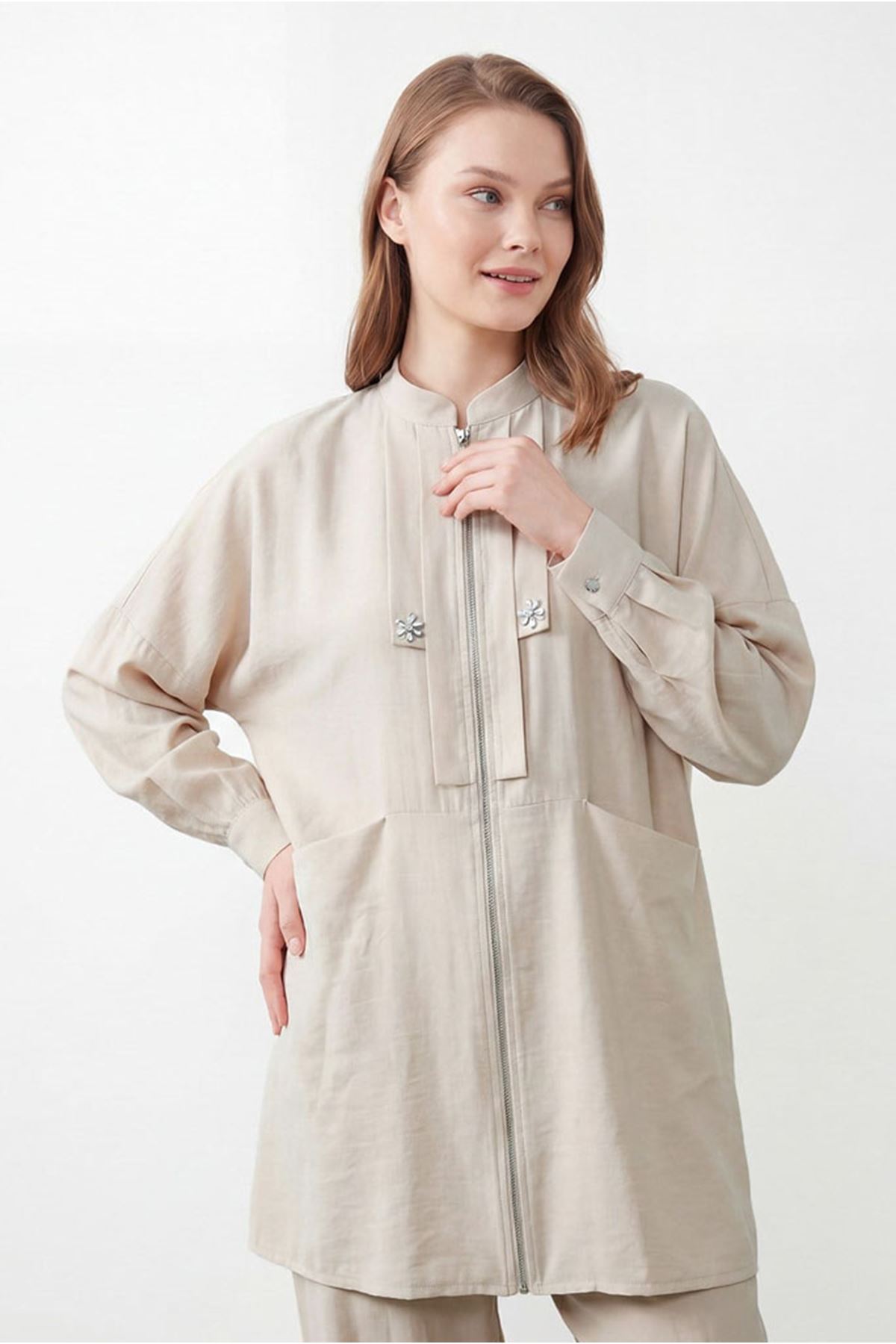 26Y6646 - BEJ - ŞIK DETAY İKİLİ TAKIM