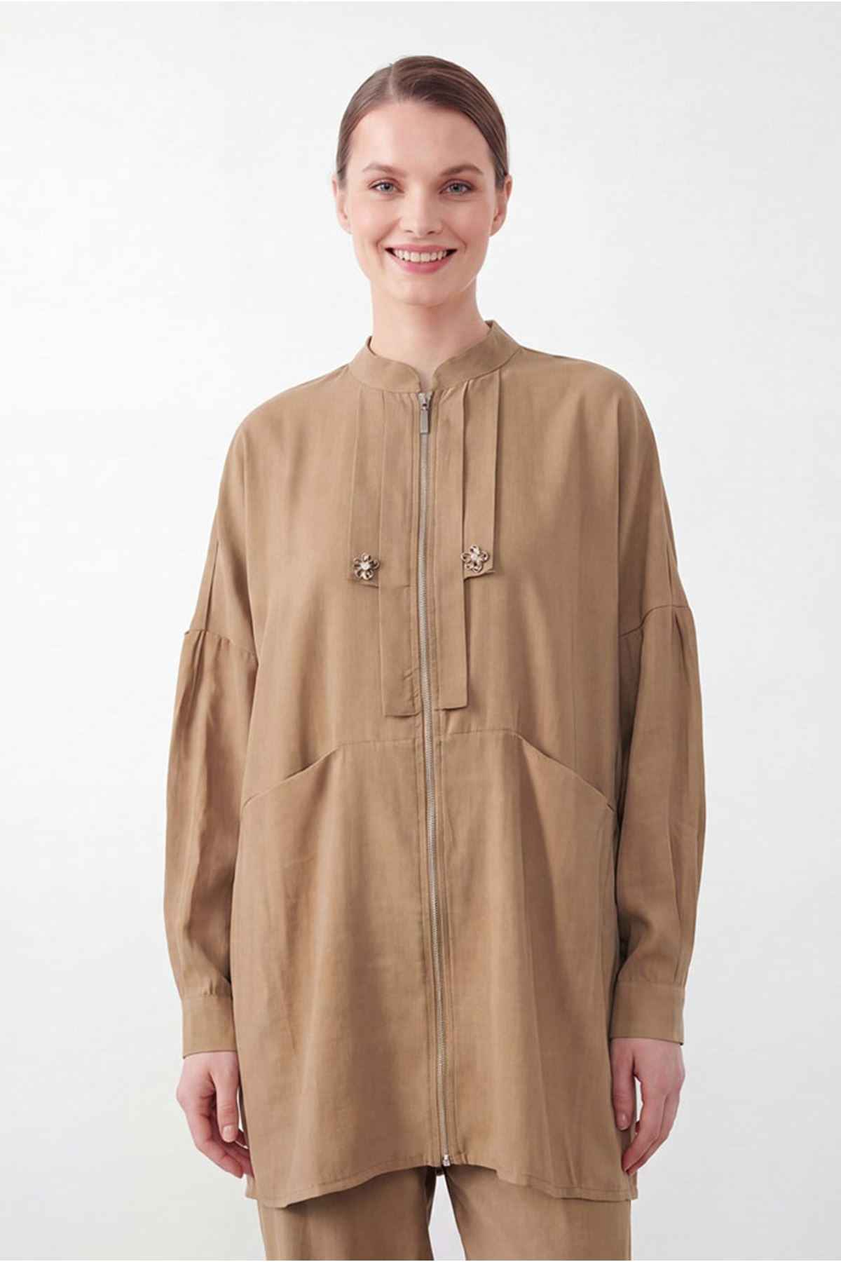 26Y6646 - KAHVE - ŞIK DETAY İKİLİ TAKIM