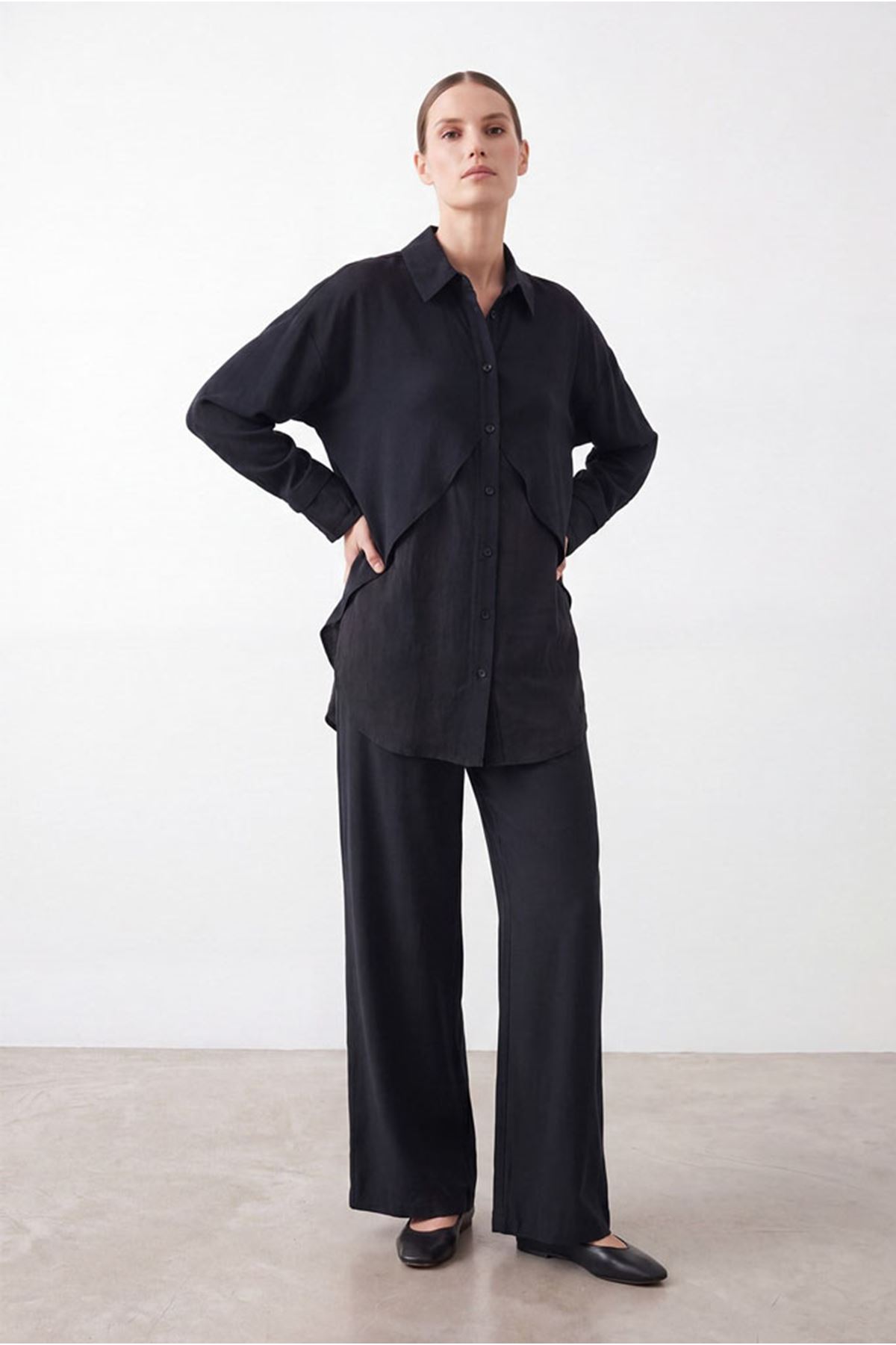 26Y6648 - SİYAH -  V DETAY ŞIK TAKIM