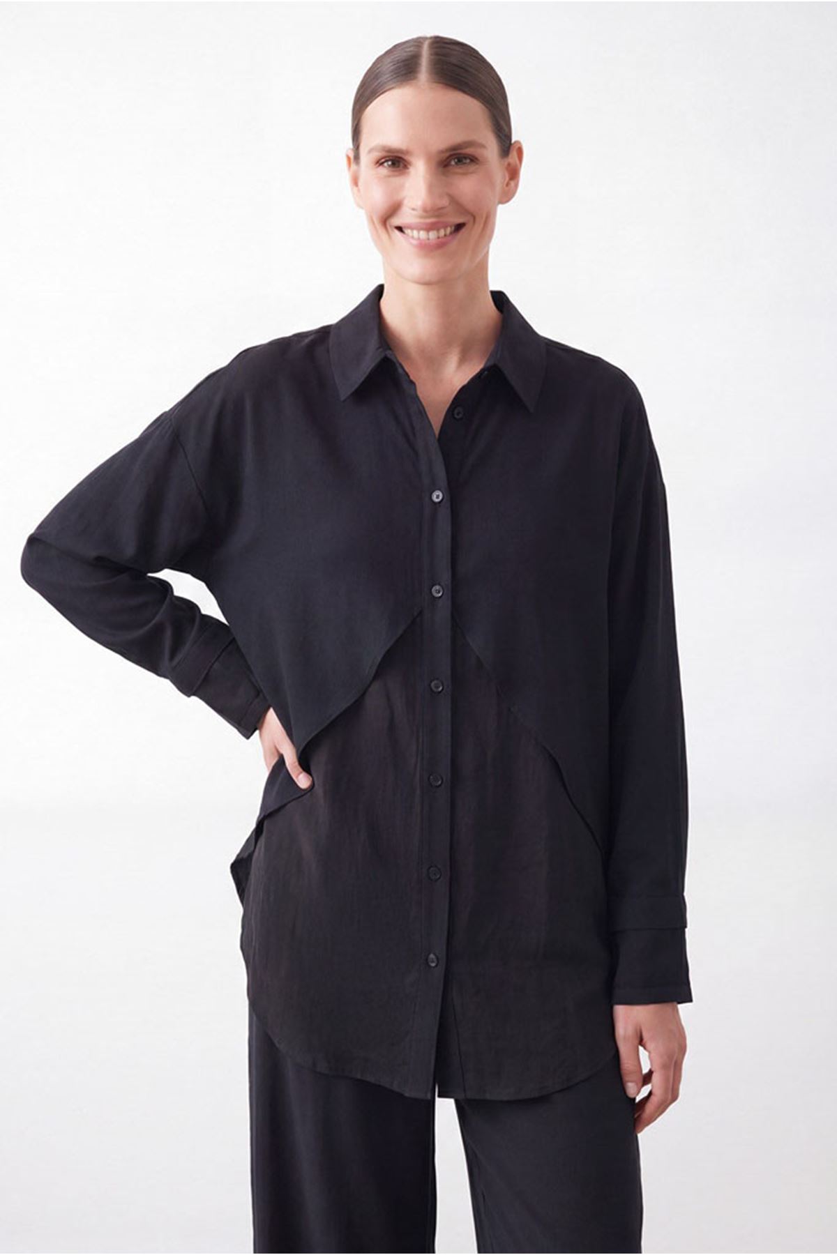 26Y6648 - SİYAH -  V DETAY ŞIK TAKIM