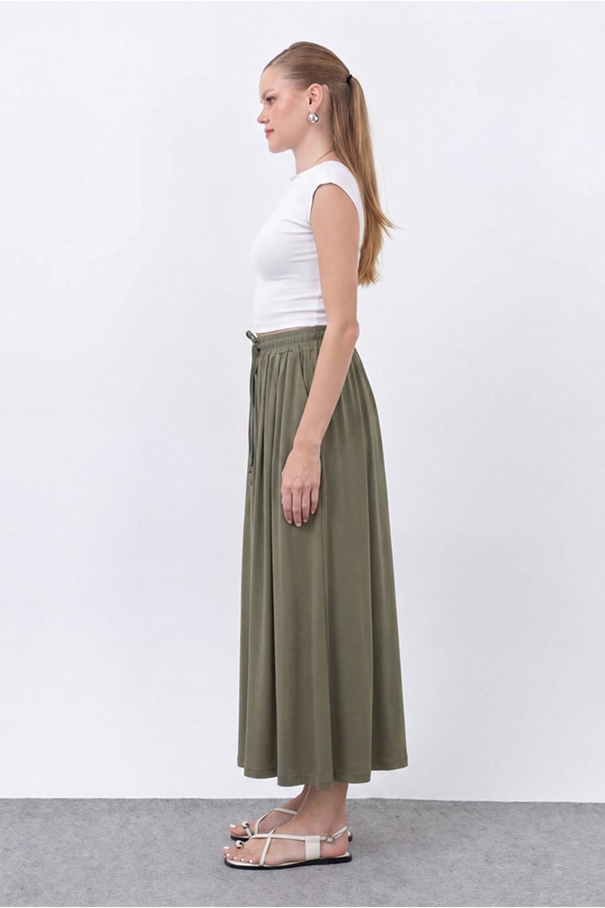 26Y7322 - HAKİ -  MODAL ETEK PANTOLON