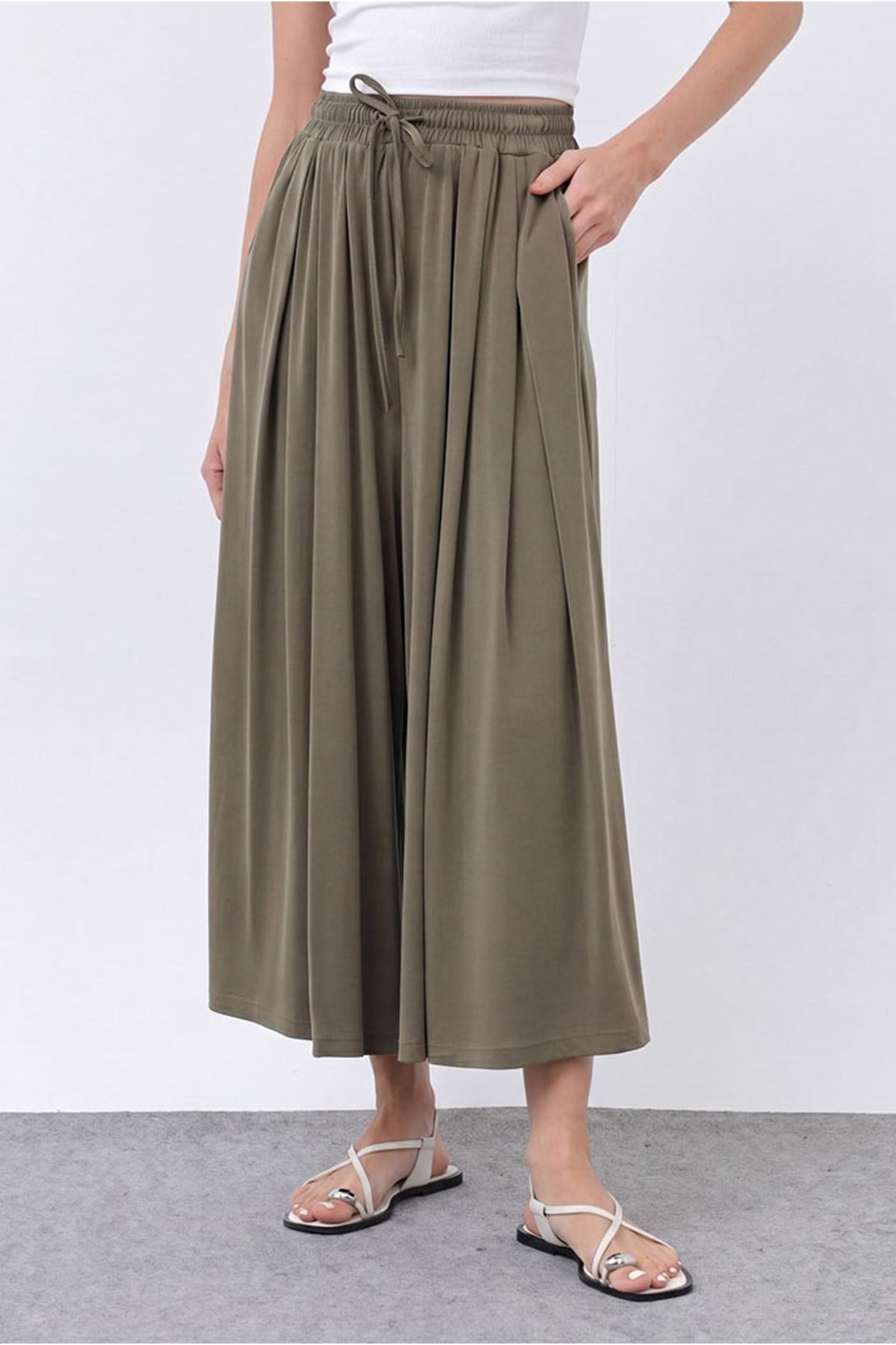 26Y7322 - HAKİ -  MODAL ETEK PANTOLON