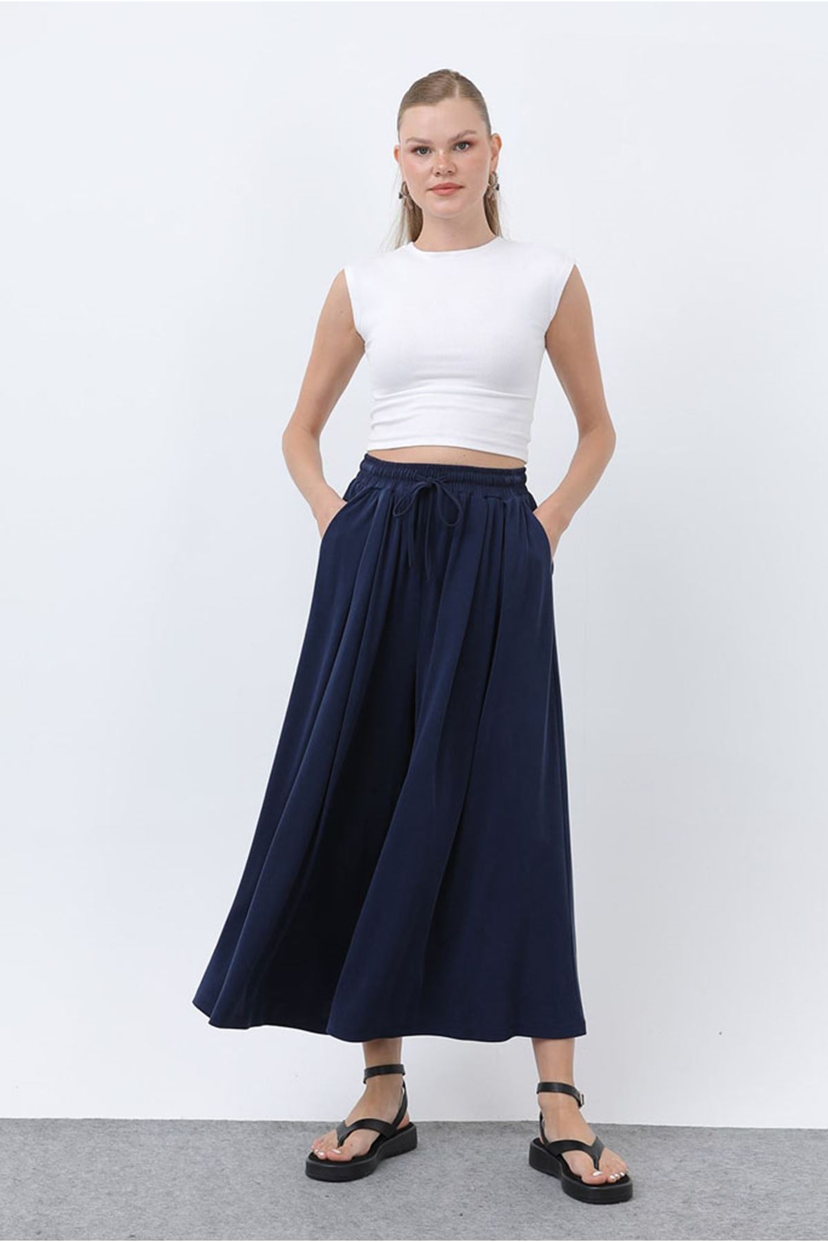 26Y7322 - LACİVERT -  MODAL ETEK PANTOLON 