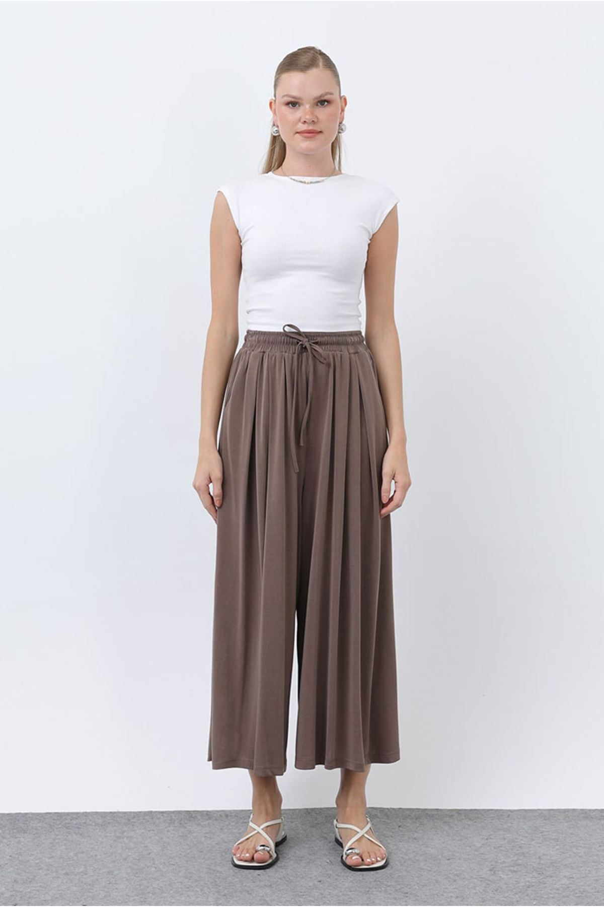 26Y7322 - KAHVE -  MODAL ETEK PANTOLON 