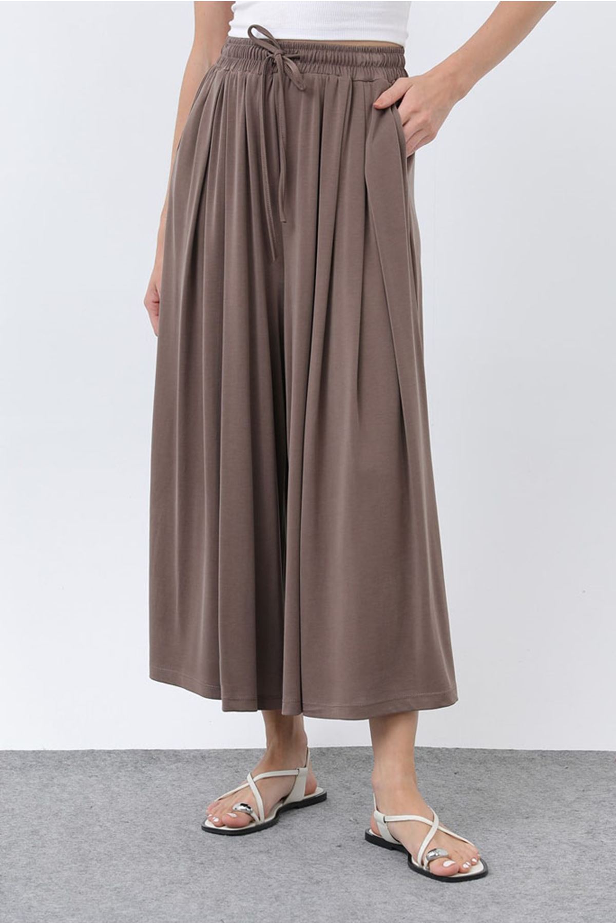 26Y7322 - KAHVE -  MODAL ETEK PANTOLON 