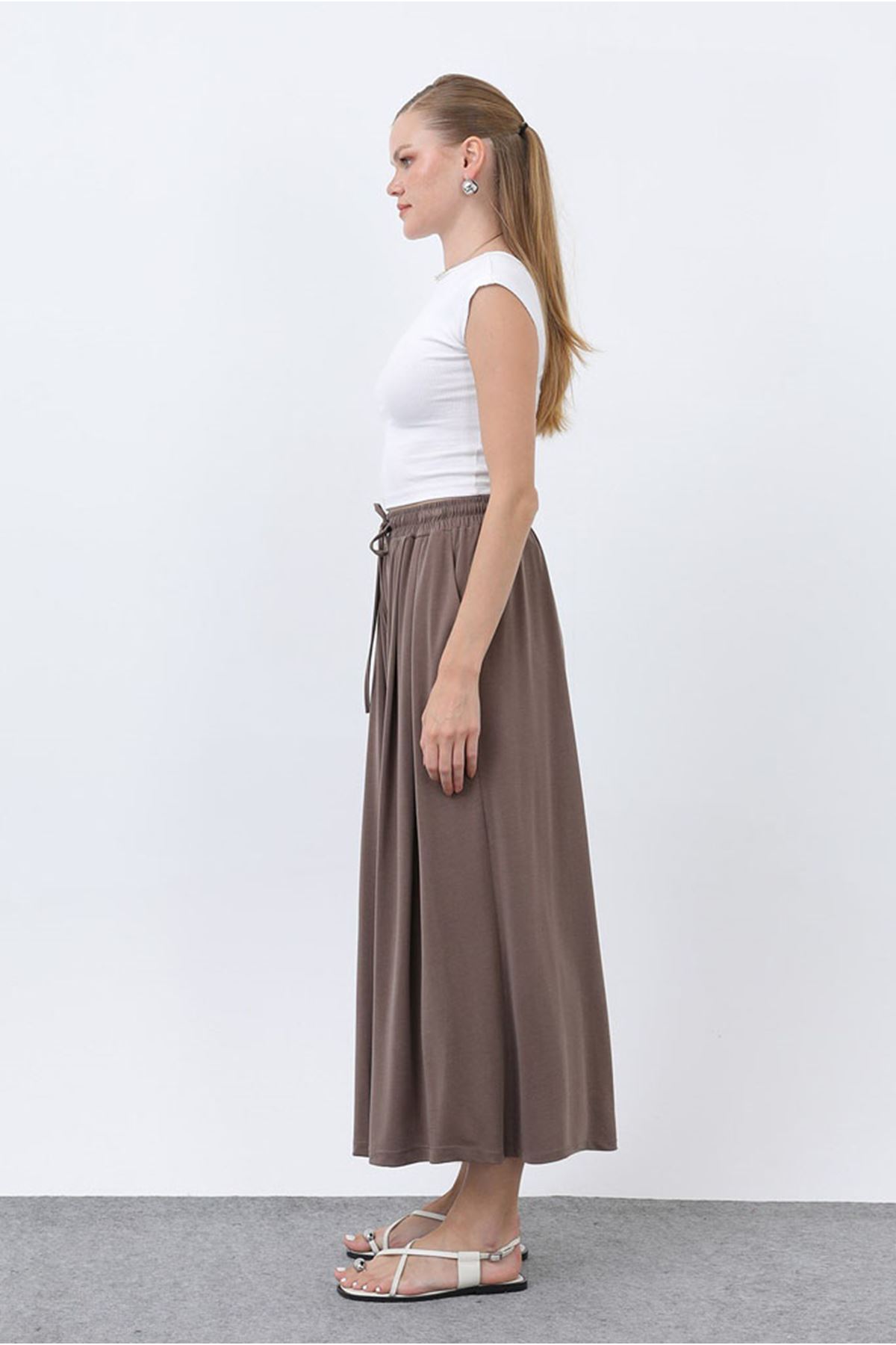 26Y7322 - KAHVE -  MODAL ETEK PANTOLON 