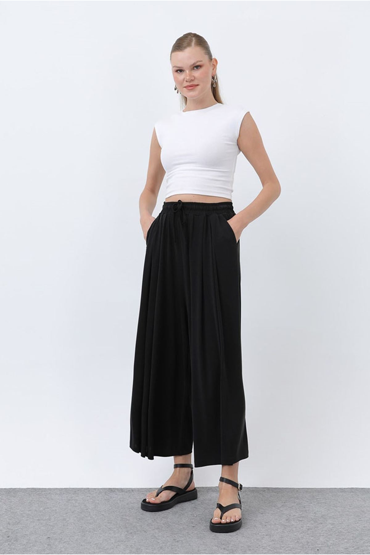 26Y7322 - SİYAH -  MODAL ETEK PANTOLON