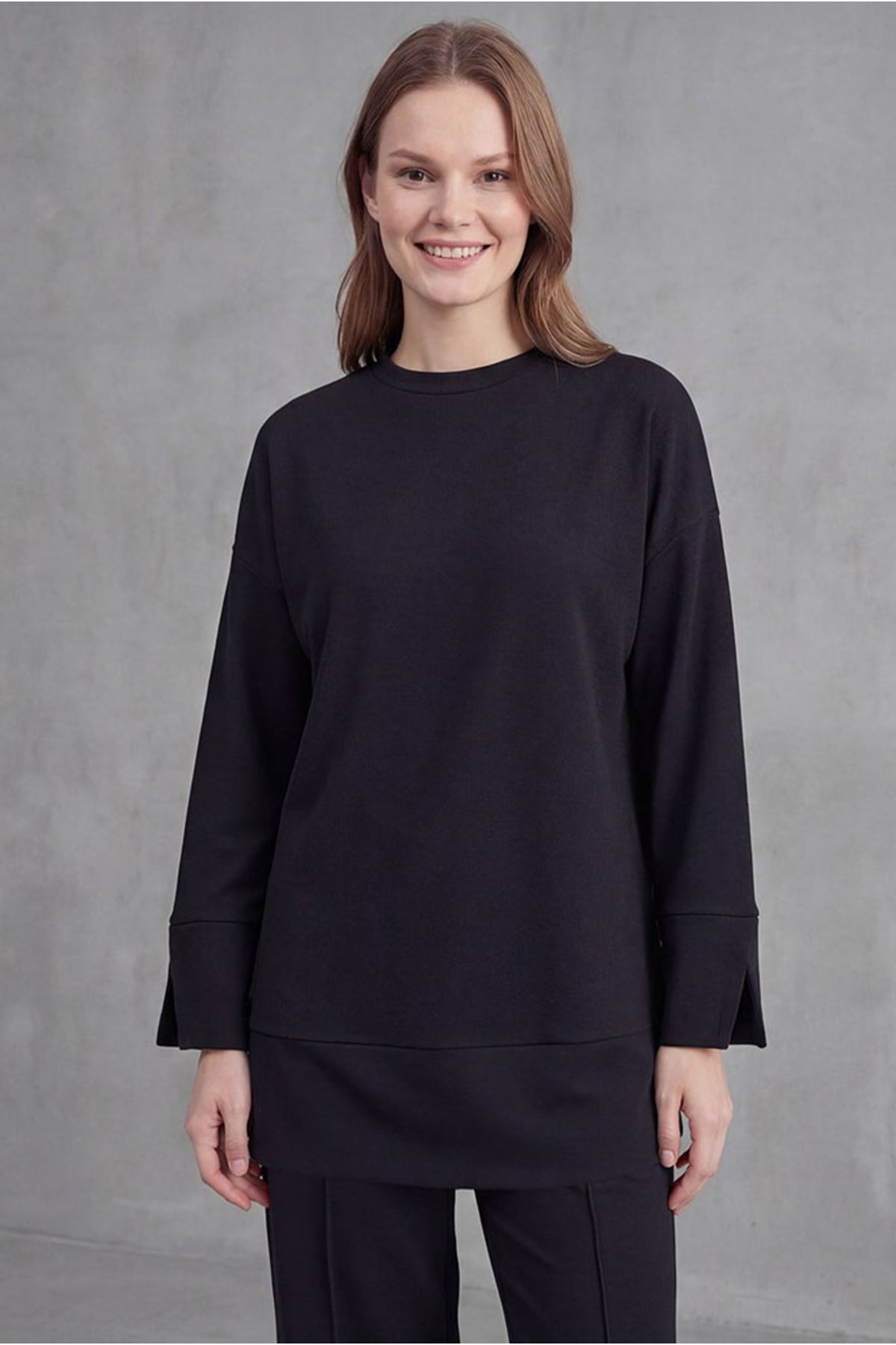 26Y6628 -  SİYAH - YIRTMAÇ TUNİK TAKIM