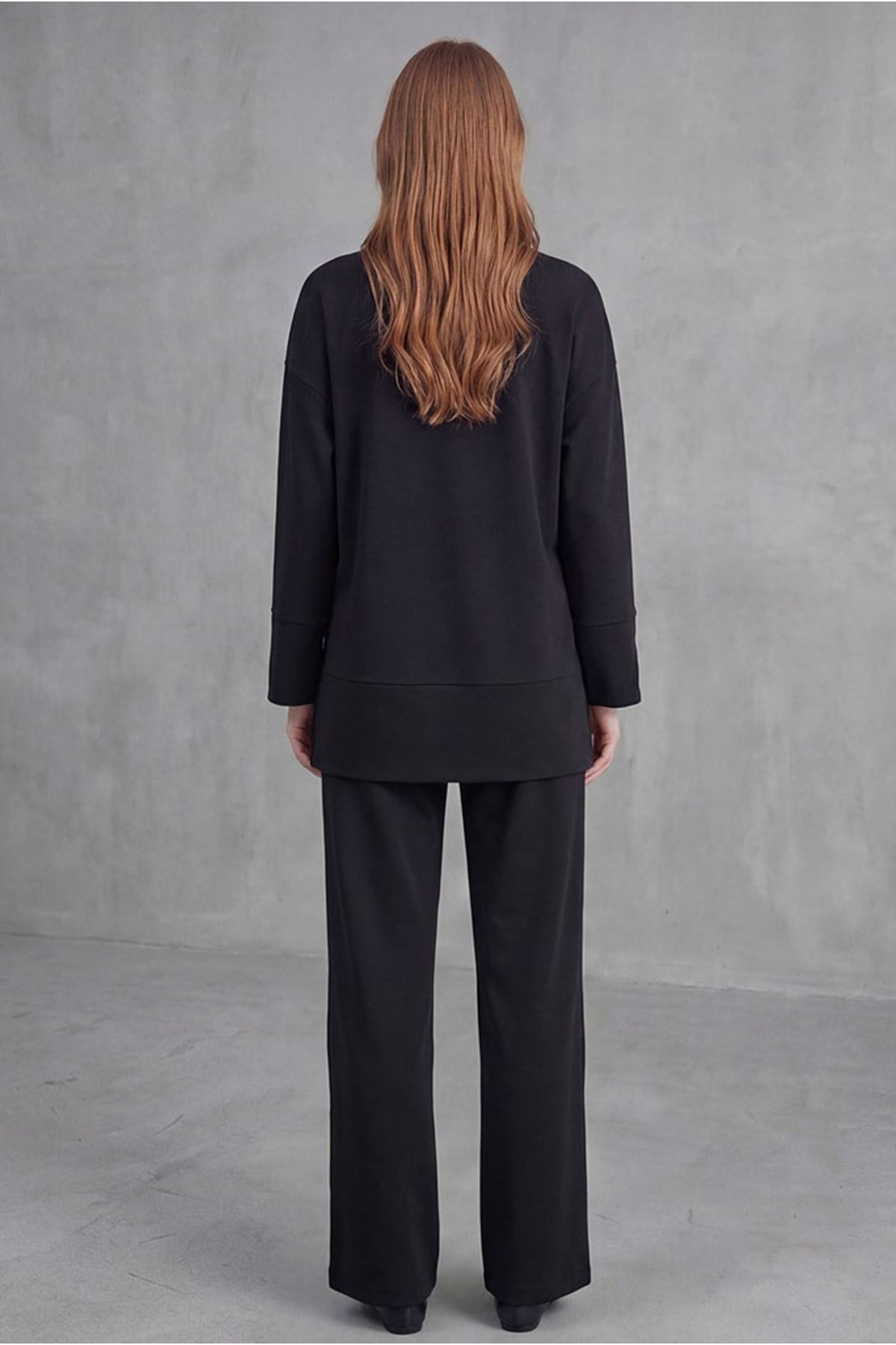 26Y6628 -  SİYAH - YIRTMAÇ TUNİK TAKIM