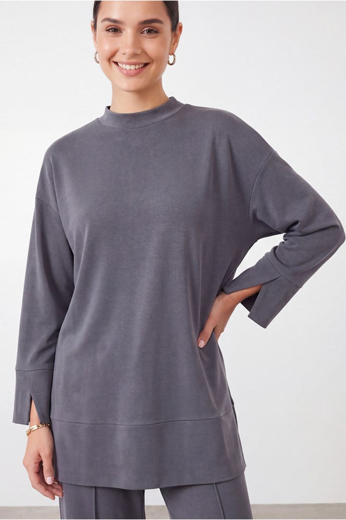 26Y6628 -  ANTRASİT - YIRTMAÇ TUNİK TAKIM