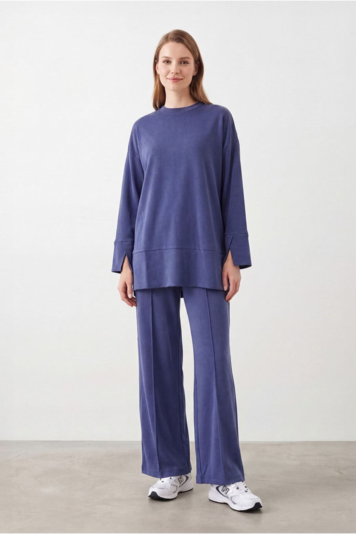 26Y6628 -  MAVİ - YIRTMAÇ TUNİK TAKIM