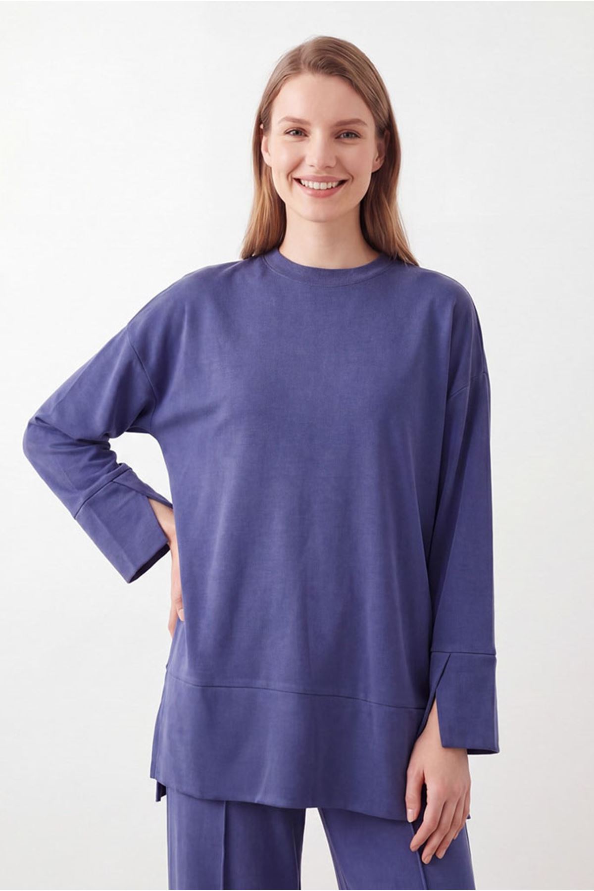 26Y6628 -  MAVİ - YIRTMAÇ TUNİK TAKIM