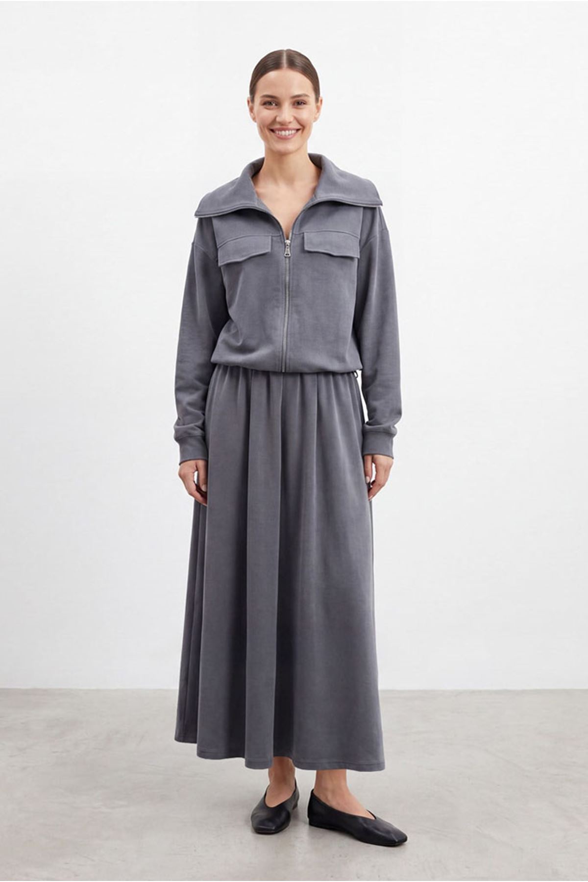 26Y6634 - ANTRASİT - FERMUARLI ETEKLİ TAKIM