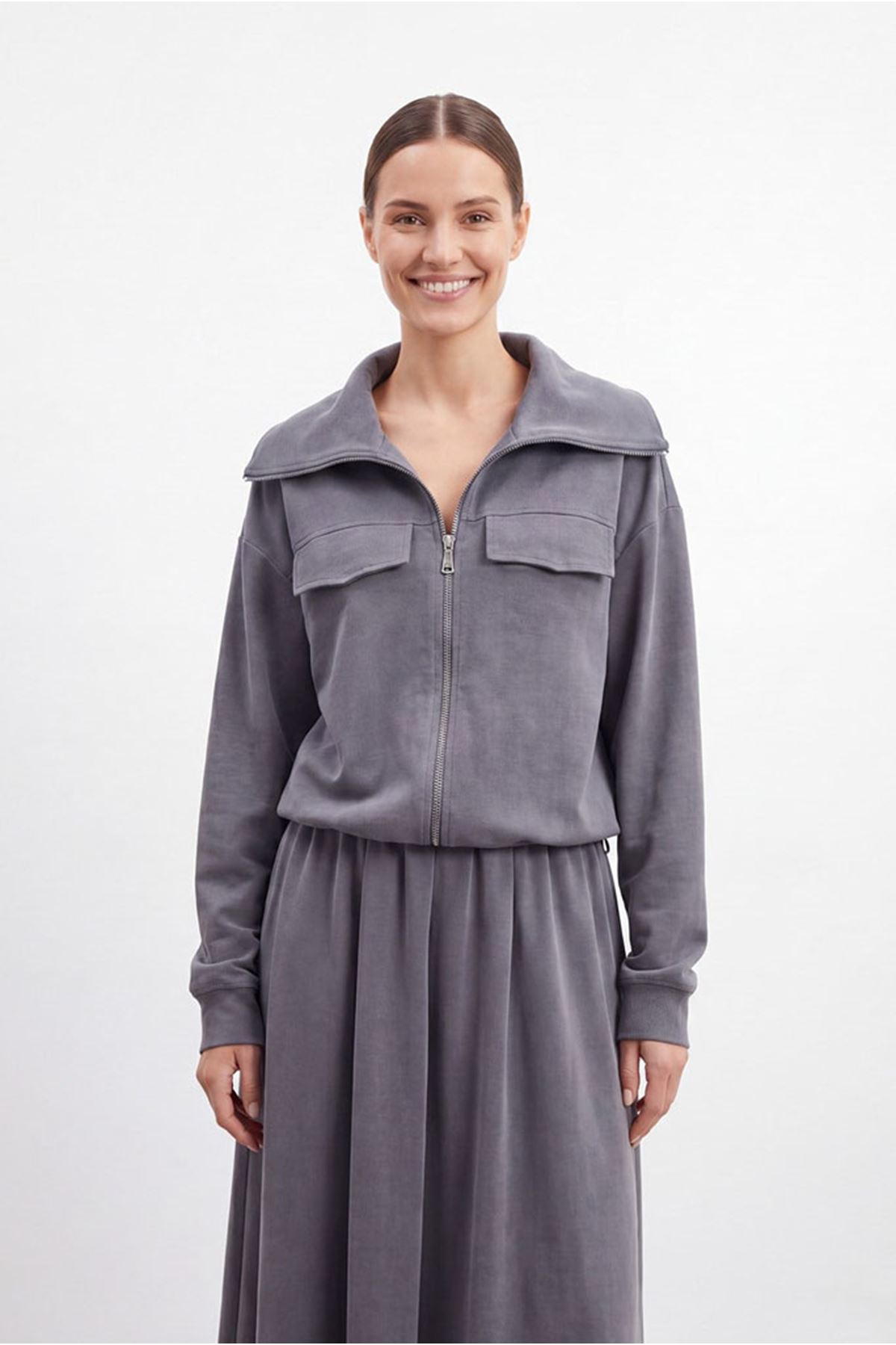 26Y6634 - ANTRASİT - FERMUARLI ETEKLİ TAKIM